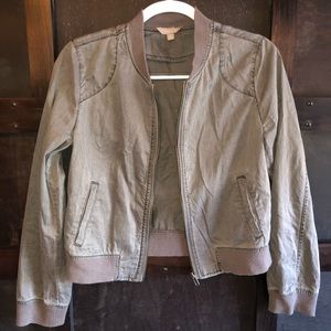 rubbish Chinos Moto Short Zip-up Jacket Women's Sz M Gray Stretchy Collar/ Cuffs